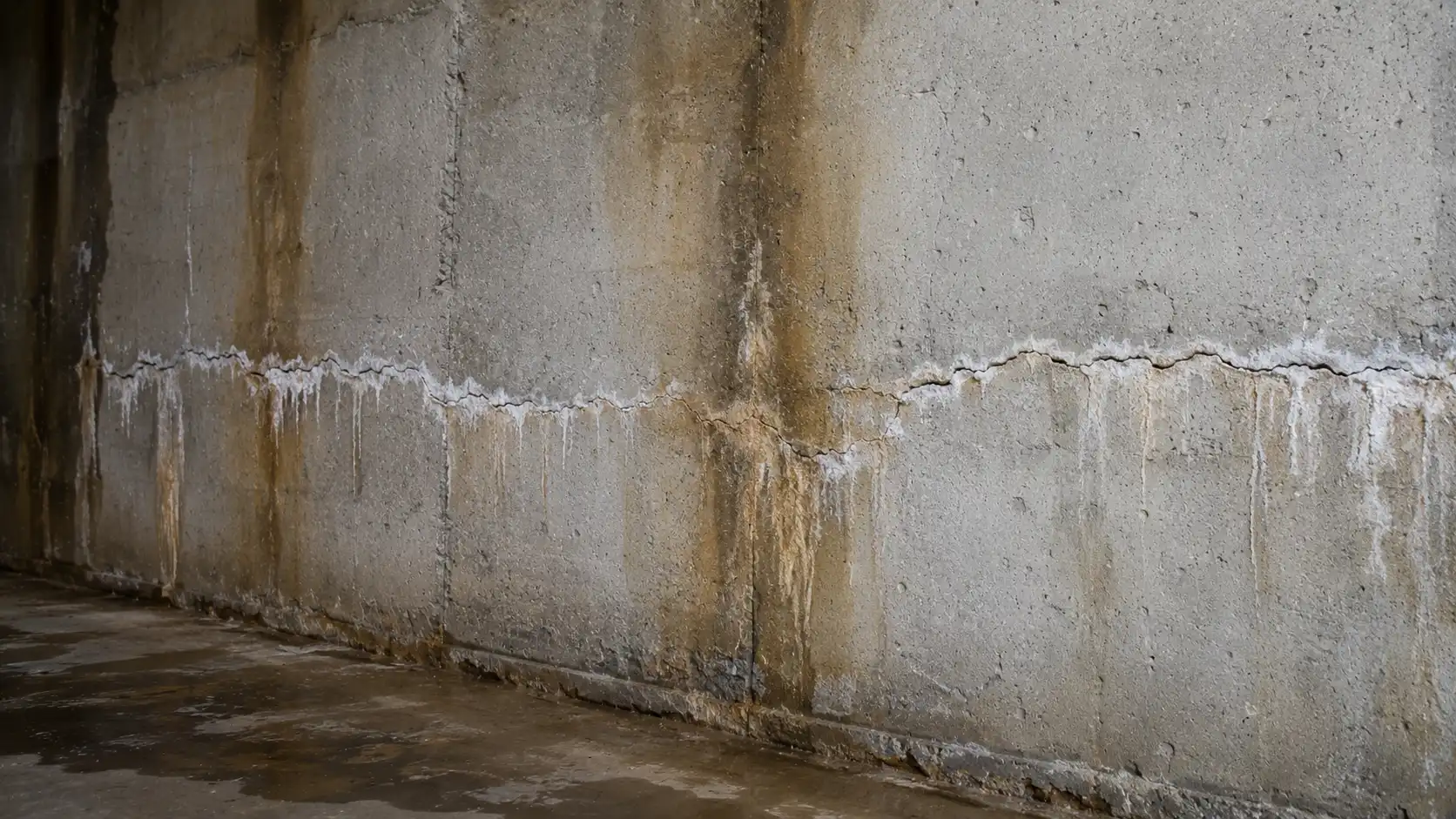 Fissures horizontales et infiltrations sur voile béton armé en parking souterrain — RS Ingénierie
