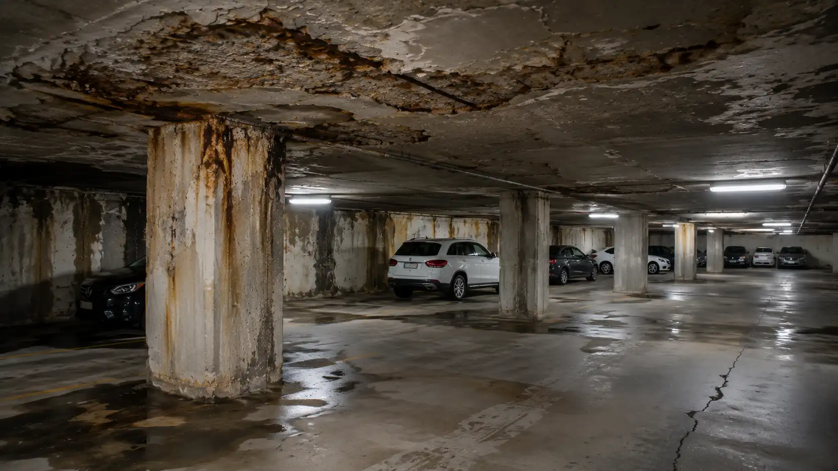 Vieillissement des parkings souterrains : les 12 pathologies les plus fréquentes