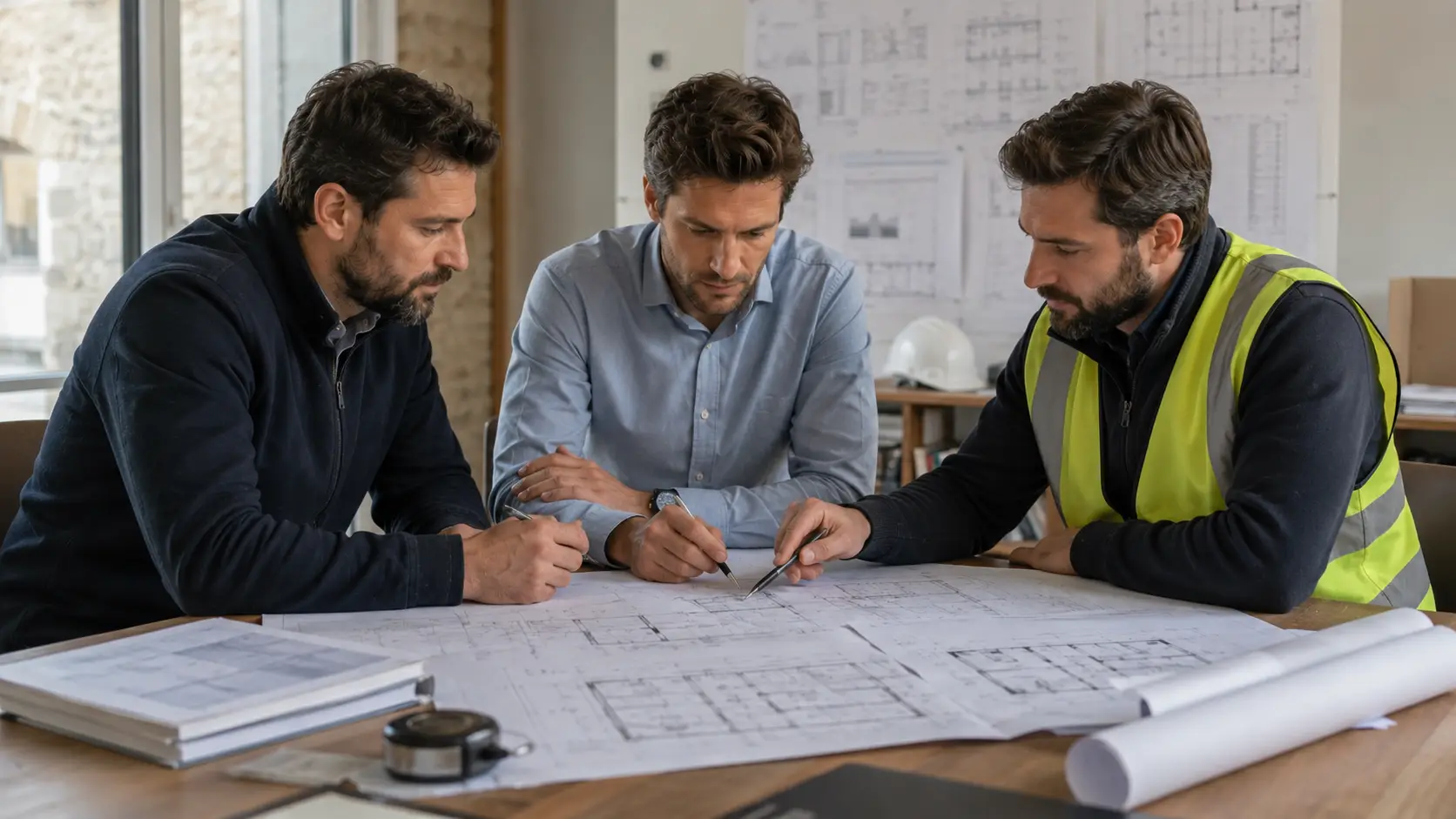 Entreprise de rénovation en réunion avec ingénieur RS Ingénierie pour étude structure avant chantier